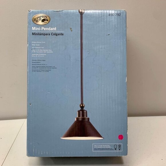New Hampton Bay Mini-Pendant Antique Bronze Finish - Picture 2 of 4